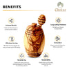 Olive wood honey pot with honey dipper