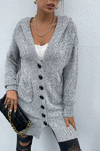 Gray Knit Dual Pocket Hooded Longline Cardigan-Hope Horizon-Reef Love