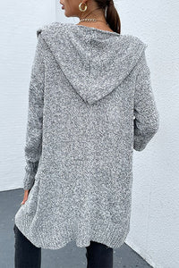 Gray Knit Dual Pocket Hooded Longline Cardigan-Hope Horizon-Reef Love