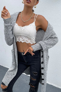 Gray Knit Dual Pocket Hooded Longline Cardigan-Hope Horizon-Reef Love