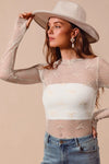 Shop SO ME Bow Ribbon Pattern Sheer Lace Top-available at Reef Love online boho-chic boutique