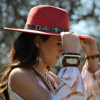 Aqua Terra Slab on Dusty Leather Cuff Bracelet-The Jewelry Junkie-Reef Love