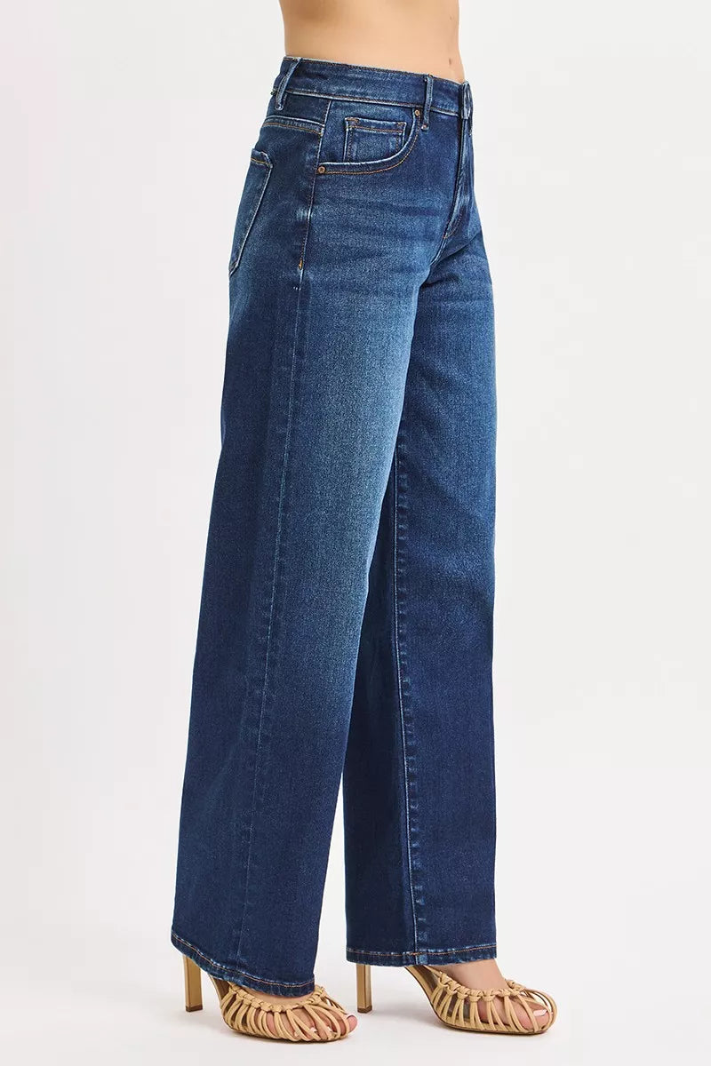 RISEN Mid Rise Wide Leg Baggy Jeans