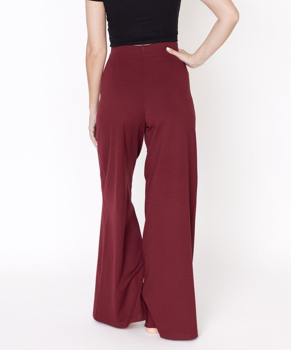 Bamboo Ponte Wide-Leg Full Length Pants-Bamboo Ponte Wide-Leg Pants, crafted from exclusive bamboo ponte fabric for softness, structure, and all-day comfort. High-waisted, flattering for any occasion.-Reef Love Boutique