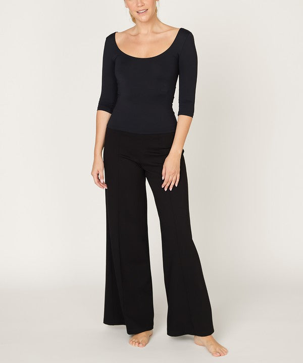 Bamboo Ponte Wide-Leg Full Length Pants-Bamboo Ponte Wide-Leg Pants, crafted from exclusive bamboo ponte fabric for softness, structure, and all-day comfort. High-waisted, flattering for any occasion.-Reef Love Boutique