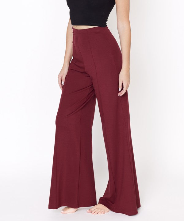 Bamboo Ponte Wide-Leg Full Length Pants-Bamboo Ponte Wide-Leg Pants, crafted from exclusive bamboo ponte fabric for softness, structure, and all-day comfort. High-waisted, flattering for any occasion.-Reef Love Boutique