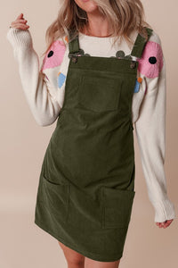 Vineyard Corduroy Front Pockets Overall Mini Dress