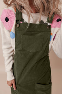 Vineyard Corduroy Front Pockets Overall Mini Dress
