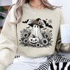 Halloween Flower Patch Ghost Graphic Sweatshirt