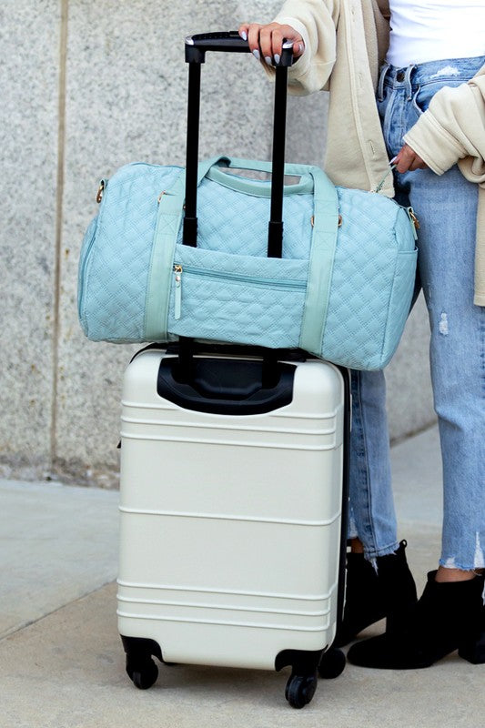Blue Quilted Zahra Travel Weekender Bag sold by Reef Love