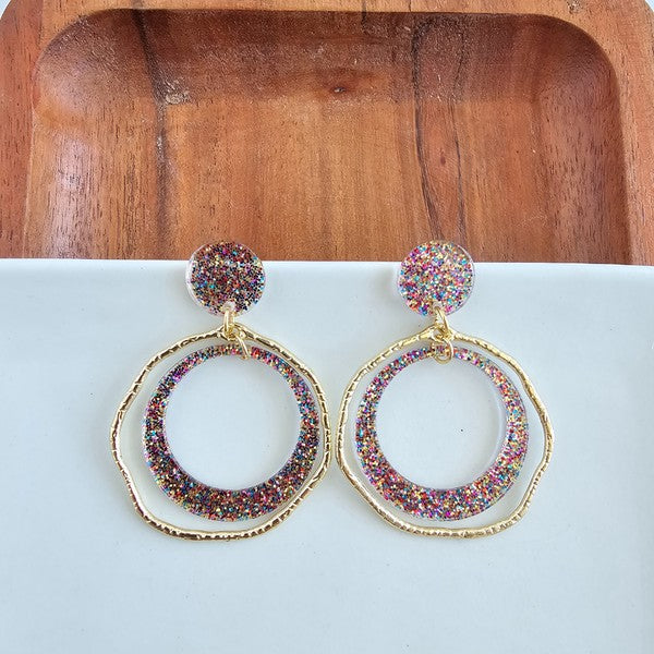 Shop Georgia Earrings - Rainbow Glitter-available at Reef Love online boho-chic boutique