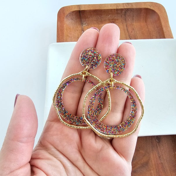 Shop Georgia Earrings - Rainbow Glitter-available at Reef Love online boho-chic boutique