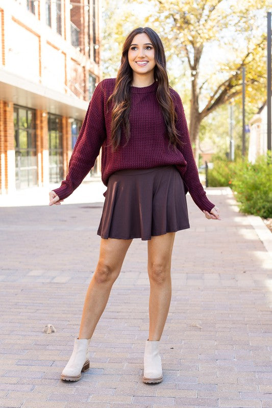 Britt Autumn Brown Mini Skort-Reef Love