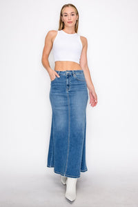 Denim Maxi Mermaid Skirt with Gusset