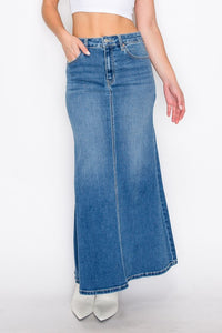 Denim Maxi Mermaid Skirt with Gusset