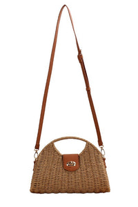 Stella Woven Straw Top Handle Crossbody Bag-Aili's Corner-Reef Love