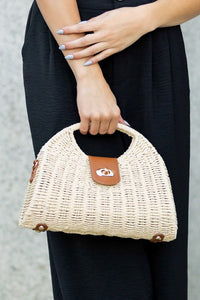 Stella Woven Straw Top Handle Crossbody Bag-Aili's Corner-Reef Love
