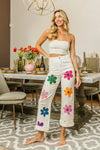 BiBi Flower Print Straight Legs Pants-pants-Reef Love