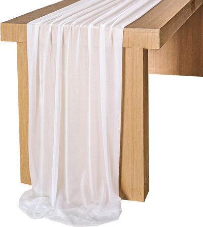 Lookein 10 Feet Champagne Chiffon Table Runner Sheer Wedding Table Cloth 29X120 Inches Rustic Wedding Decorations French Chiffon Table Runner