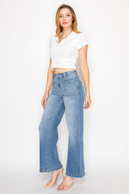Eco-Friendly Fabric High Rise Cropped Palazzo Jeans