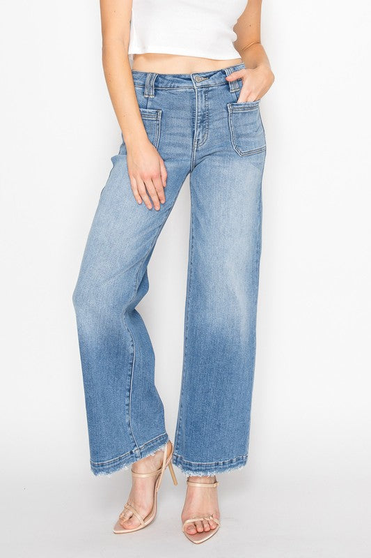 Eco-Friendly Fabric High Rise Cropped Palazzo Jeans
