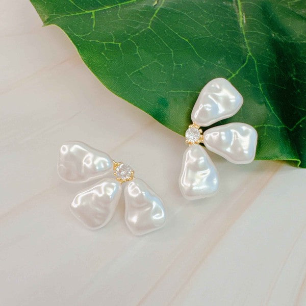 Three Petals Stud Earrings-Stud Earrings-Reef Love