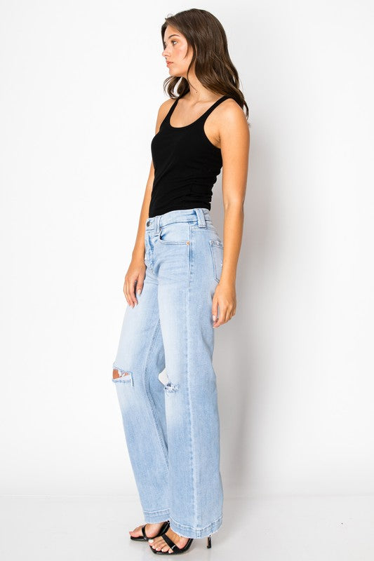 Tummy Control High Rise Relaxed Straight Leg Jeans