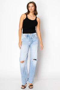 Tummy Control High Rise Relaxed Straight Leg Jeans