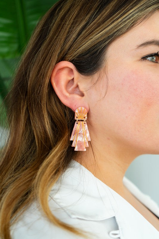 Shop Lucille Earrings - Rose Quartz-available at Reef Love online boho-chic boutique