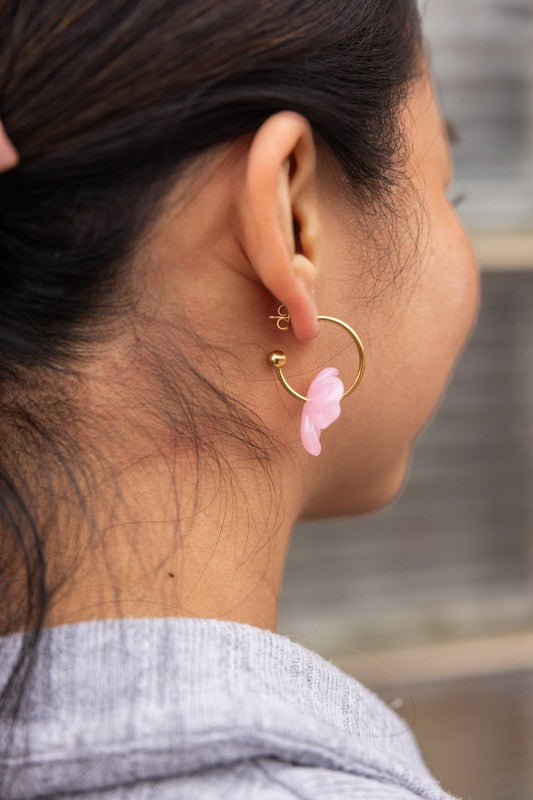 Magnolia Hoops - Pink-Jewelry & Accessories - Earrings - Hoop Earrings-Reef Love