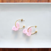 Magnolia Hoops - Pink-Jewelry & Accessories - Earrings - Hoop Earrings-Reef Love