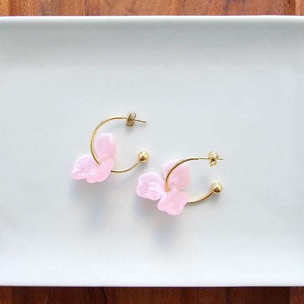 Magnolia Hoops - Pink-Jewelry & Accessories - Earrings - Hoop Earrings-Reef Love