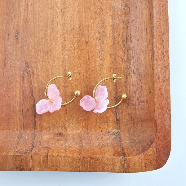 Magnolia Hoops - Pink-Jewelry & Accessories - Earrings - Hoop Earrings-Reef Love
