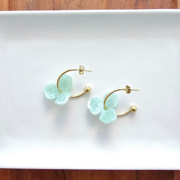 Magnolia Hoops - Sage-drop earrings-Reef Love