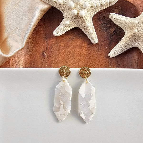 Gemma Earrings - Breezy White-drop earrings-Reef Love