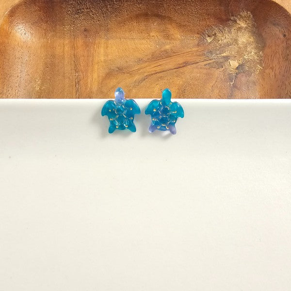 Sea Turtle Studs - Sea Green-Stud Earrings-Reef Love