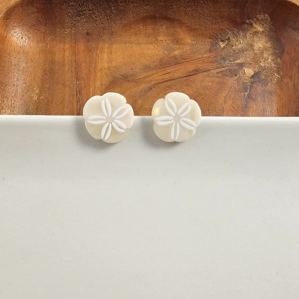 Sand Dollar Studs - Ivory-Stud Earrings-Reef Love