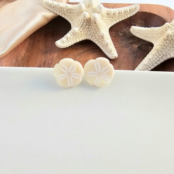 Sand Dollar Studs - Ivory-Stud Earrings-Reef Love