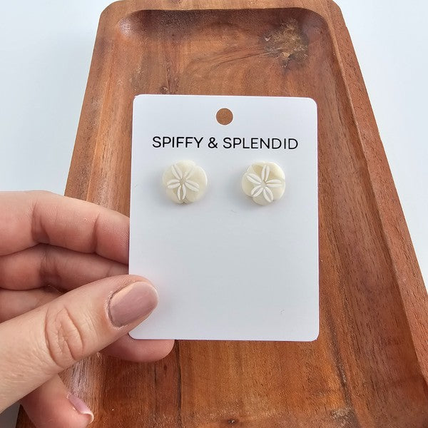 Sand Dollar Studs - Ivory-Stud Earrings-Reef Love