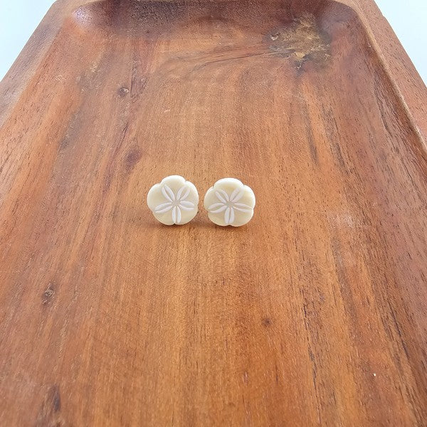 Sand Dollar Studs - Ivory-Stud Earrings-Reef Love