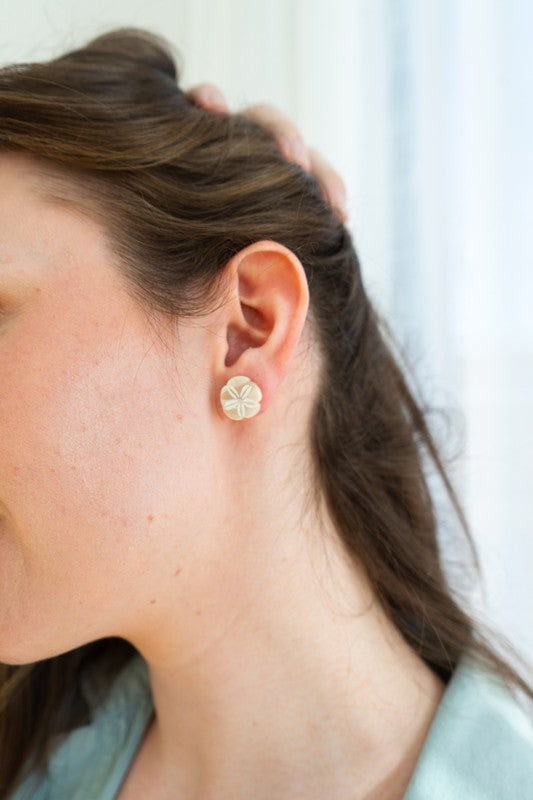 Sand Dollar Studs - Ivory-Stud Earrings-Reef Love