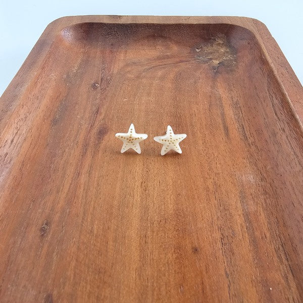 Starfish Studs - Ivory-Stud Earrings-Reef Love
