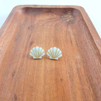 Seashell Studs - Seafoam Pearl-Stud Earrings-Reef Love