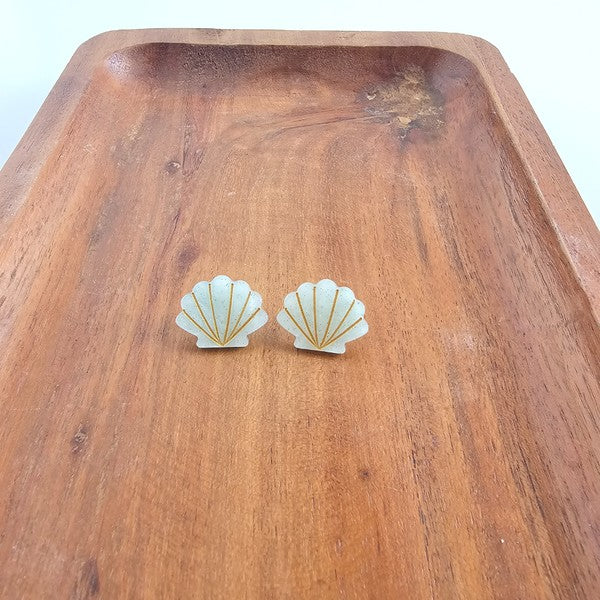 Seashell Studs - Seafoam Pearl-Stud Earrings-Reef Love