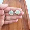 Seashell Studs - Seafoam Pearl-Stud Earrings-Reef Love