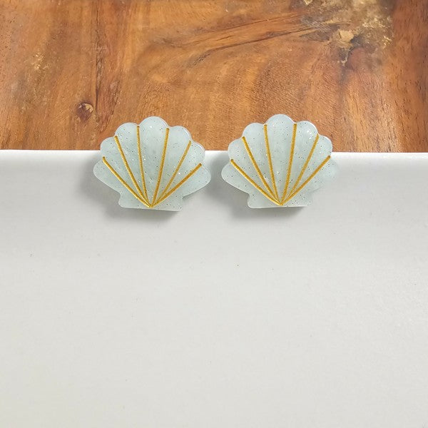 Seashell Studs - Seafoam Pearl-Stud Earrings-Reef Love