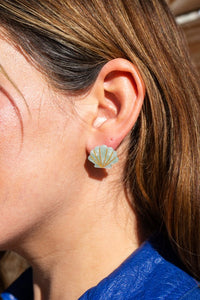 Seashell Studs - Seafoam Pearl-Stud Earrings-Reef Love