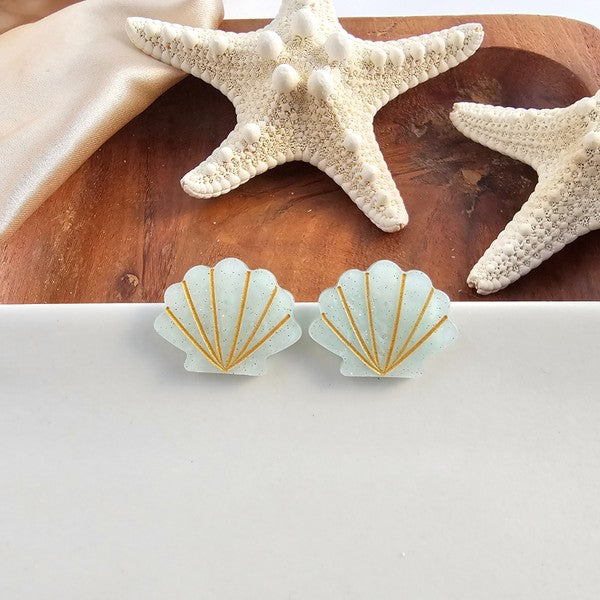 Seashell Studs - Seafoam Pearl-Stud Earrings-Reef Love