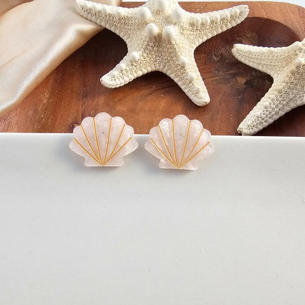 Seashell Studs - Pink Pearl-Stud Earrings-Reef Love