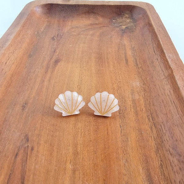 Seashell Studs - Pink Pearl-Stud Earrings-Reef Love
